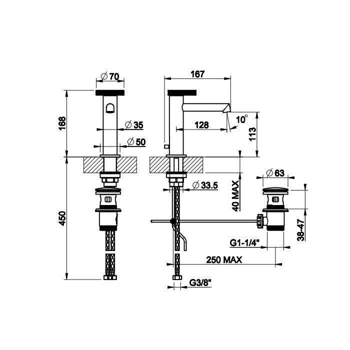 Gessi Anello Смеситель для раковины с донным клапаном и соединительными шлангами, цвет Black Metal Brushed PVD Gessi Anello Смеситель для раковины с донным клапаном и соединительными шлангами, цвет Black Metal Brushed PVD