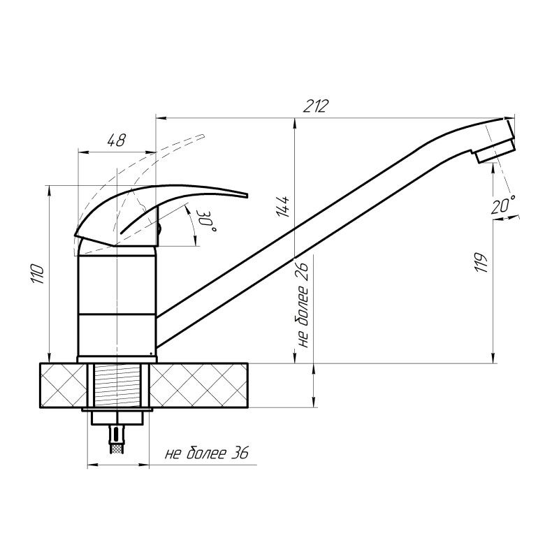 Смеситель для кухни Сантаком stOMEGA 3303-3, хром