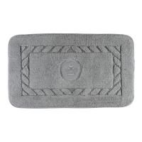 Коврик для ванной комнаты 70х140 см. вышивка логотип КОРОНА, серый, окантовка серебро