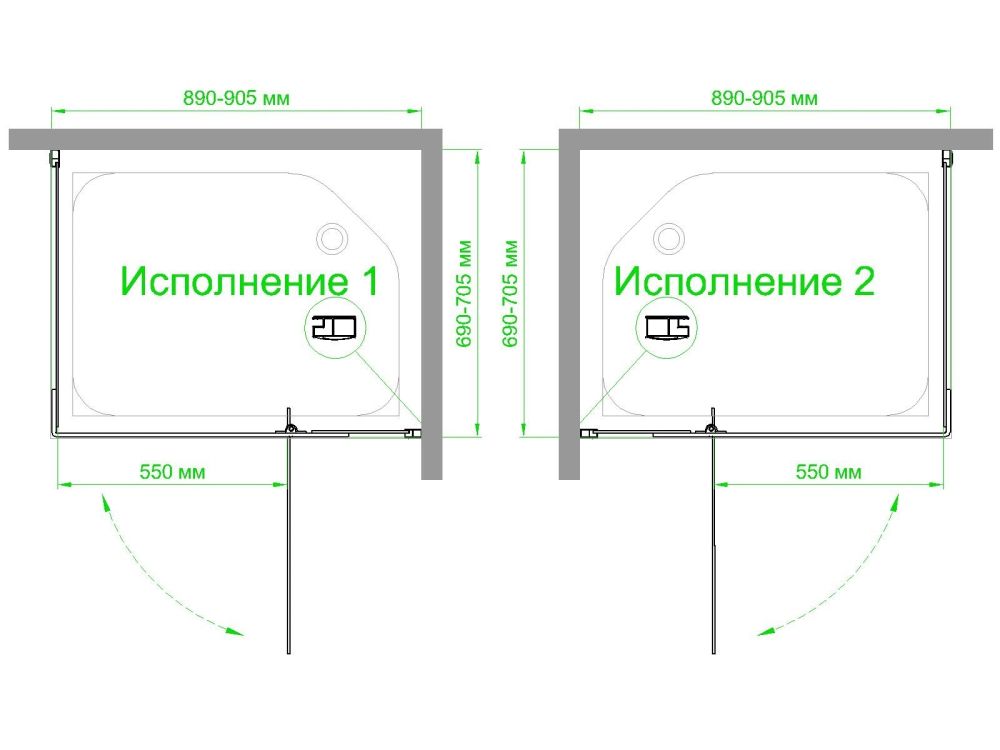 Душевой уголок Royal Bath  RB  HPVD-T-BL 90х70х200 (прозрачное), артикул RB7090HPVD-T-BL