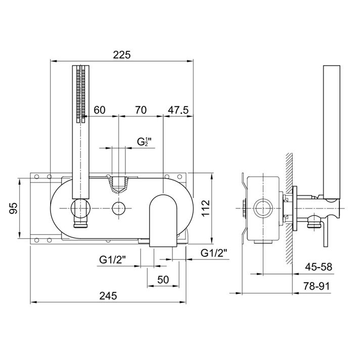 Fantini Mare Смеситель для душа, встраиваемый, на 2 источника, с ручн душем, (наружняя часть), цвет: хром