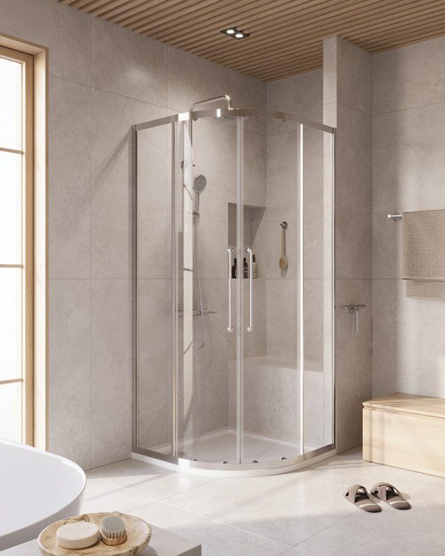 RELAX-304-R-2-100-C-GM Душевой уголок, отделка Оружейная сталь, артикул RELAX-304-R-2-100-C-GM