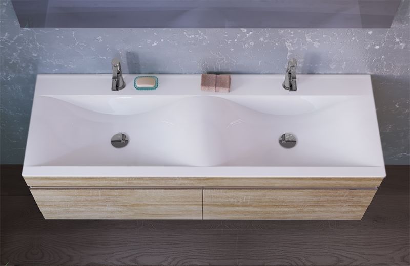 Тумба под раковину Raval Twins 140 подвесная Дуб сонома