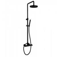 Bongio Project Душевая стойка со  смеситель для душа с душевой головкой и душевым комплектом, цвет черный матовый