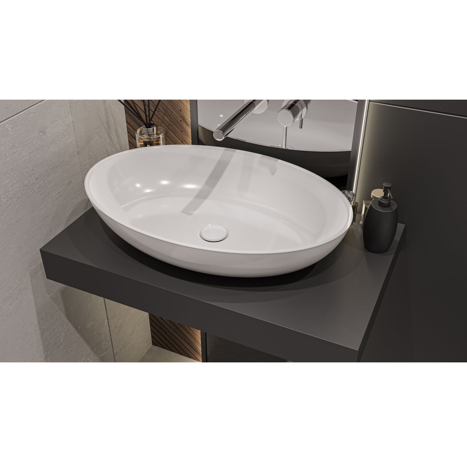 Умывальник WHITECROSS Citrine 60x40 (белый глянец) иск. камень Умывальник WHITECROSS Citrine 60x40 (белый глянец) иск. камень