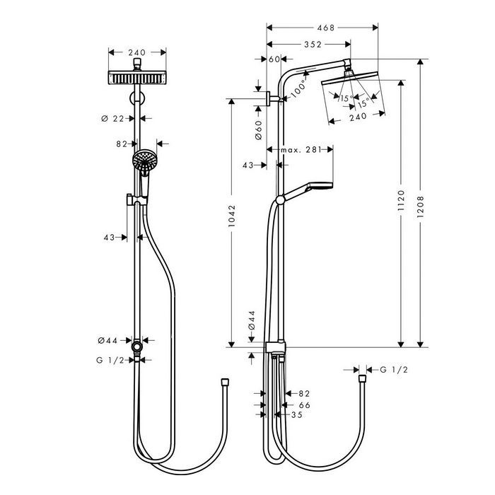 Душевой гарнитур, Hansgrohe, Crometta E, размер штанги, мм-1042, размер шланга, мм-1600, диаметр ручного душа, мм-100, количество режимов-2, тип струи-Rain, Intense Rain, комплектация-верхний душ, 1jet, Rain, штанга, ручной душ, держатель душа, цвет-хром Душевой гарнитур, Hansgrohe, Crometta E, размер штанги, мм-1042, размер шланга, мм-1600, диаметр ручного душа, мм-100, количество режимов-2, тип струи-Rain, Intense Rain, комплектация-верхний душ, 1jet, Rain, штанга, ручной душ, держатель душа, цвет-хром