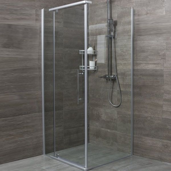 Душевой уголок Erlit ER10110H 100x100 профиль Матовый хром стекло прозрачное