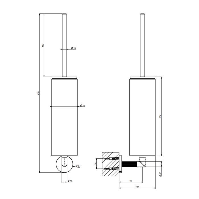 GESSI INGRANAGGIO Ершик для унитаза, настенный, цвет черный, отделка Black Metal Brushed PVD