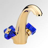 THG PETALE DE CRISTAL BLEU Смеситель для раковины на 1 отверстие, с донным клапаном, цвет полированное золото