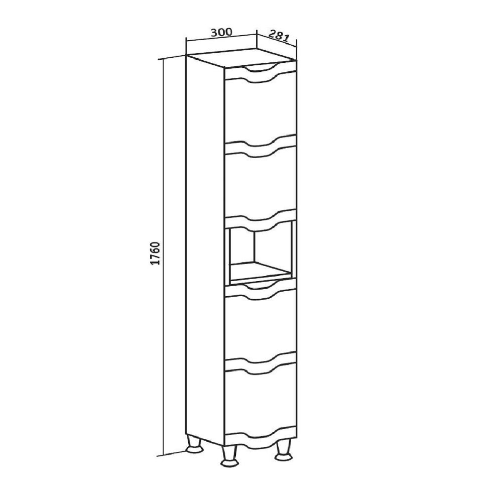 Пенал Runo правый с корзиной для белья Стиль 30 (00000001122), артикул 00000001122