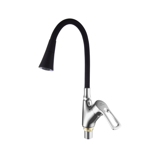Смеситель для кухни с гибким изливом FASHUN A4466+A7350, хром/черный