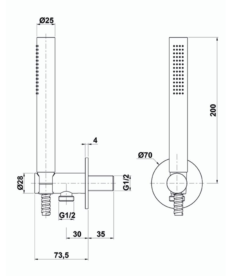 Oioli Micro, душевой комплект на 2 потребителя: с круглым верхним душем Ø25 см, без внут. части, цвет хром, артикул MIBD011RO/C00