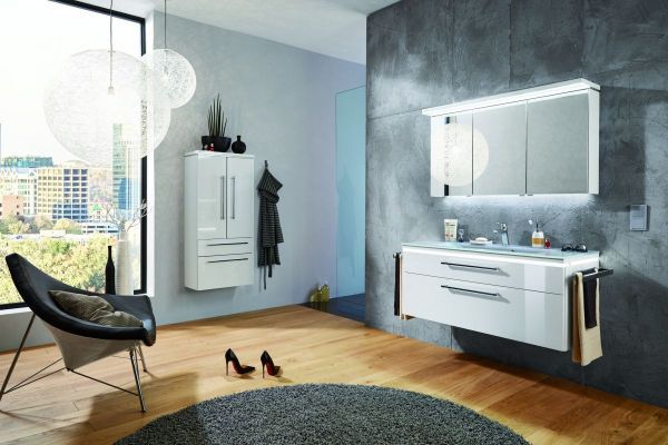 Комплект мебели Puris Cool line с раковиной из минерального литья, 1200 мм, цвет белый высокоглянцевый