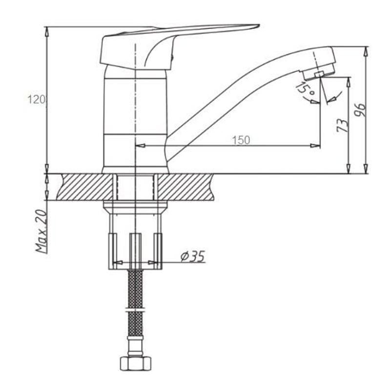 Смеситель для кухни D-Lin D151410, хром