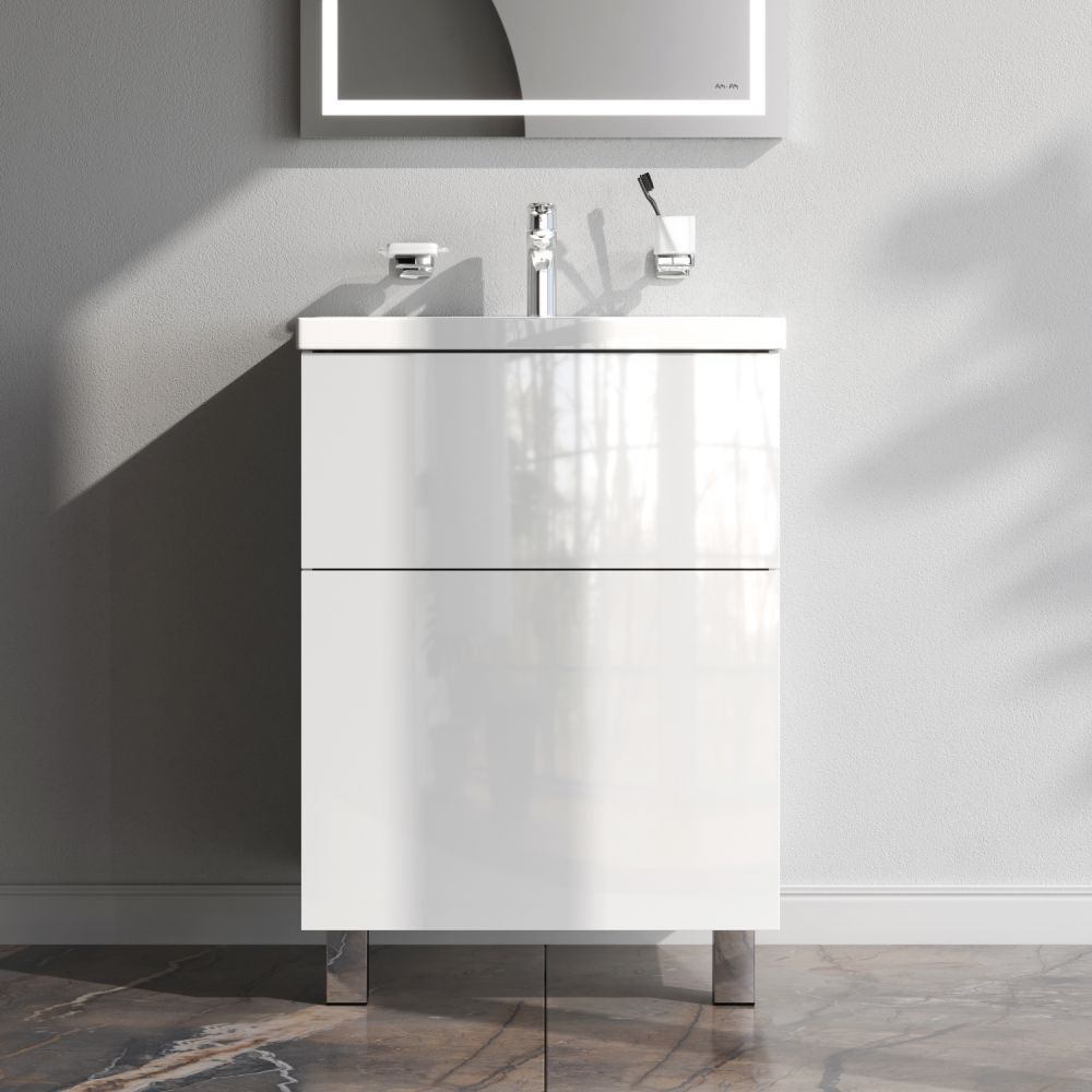 M90FSX06022WG32 GEM, База под раковину, напольная, 60 см, 2 ящика push-to-open, цвет: белый, глянец M90FSX06022WG32 GEM, База под раковину, напольная, 60 см, 2 ящика push-to-open, цвет: белый, глянец
