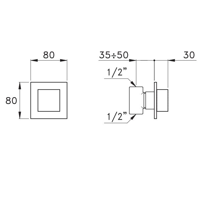 Stella Bamboo Quadro Встраиваемый смеситель 0/155 без излива, цвет: хром