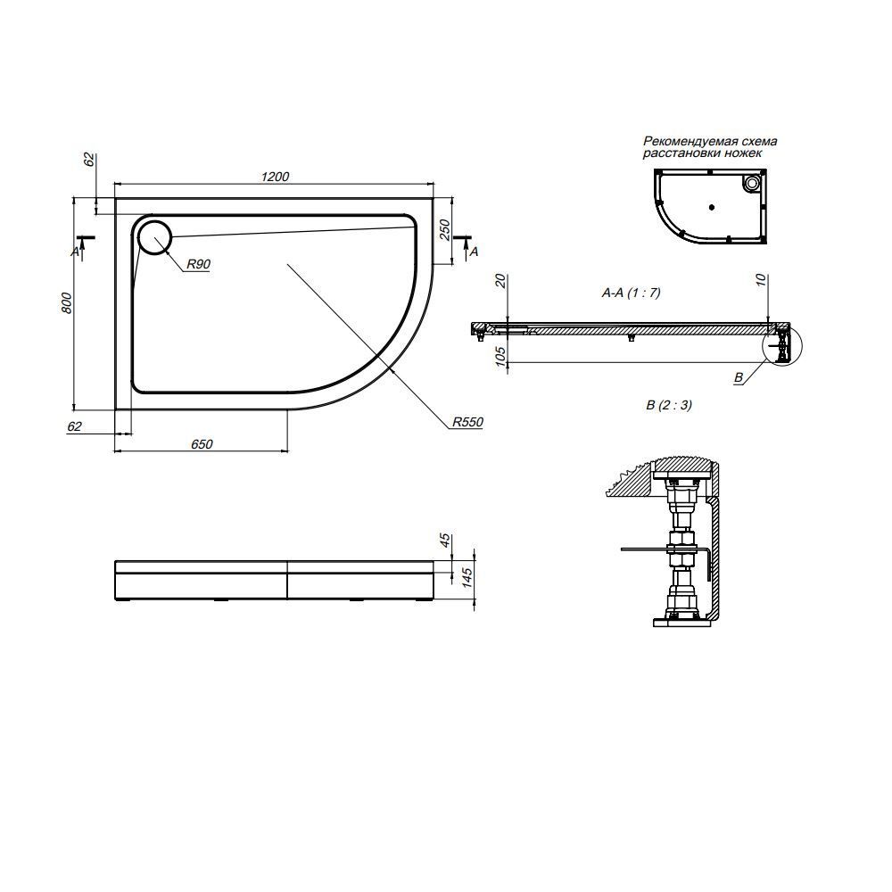 W83T-302L120W Like 120  Поддон для душ. ограждения, левосторонний, 120x80, белый акрил W83T-302L120W Like 120  Поддон для душ. ограждения, левосторонний, 120x80, белый акрил