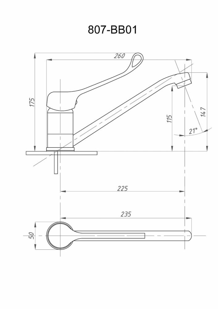 Смеситель локтевой FAUZT FZs-807-01 хирургический для раковины тип См-МОЦБА, См-УмОЦБА, артикул FZs-807-01