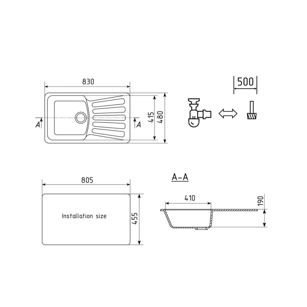 Кухонная мойка Ulgran U-203-310, серый, артикул U-203-310