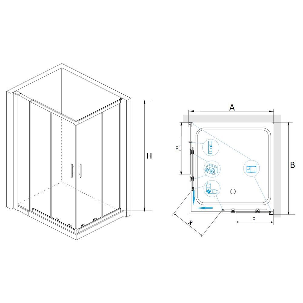 Душевой уголок RGW HO-42 (HO-31 + Z-41) (1000x1300, Прозрачное), артикул 03064203-11