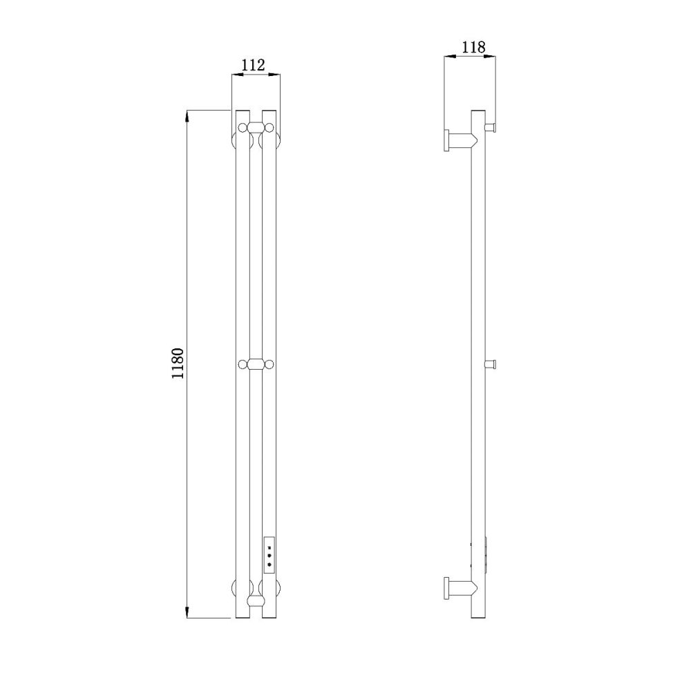 Полотенцесушитель электрический RAGLO R350.11.09 настенный сенсорный узкий с терморегулятором, графит, артикул R350.11.09