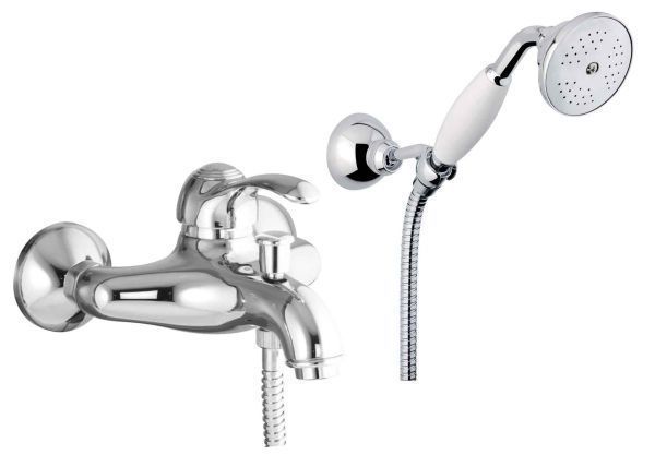 Fiore Jafar, однорычажный смеситель для ванны с набором для душа, цвет хром