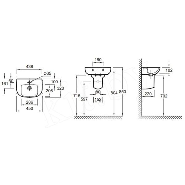 E4760-00 раковина ODEON UP /45 x 32/ (бел)