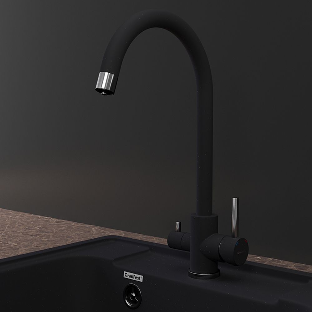 Смеситель для кухни с подключением фильтра GranFest Z-5420, черный