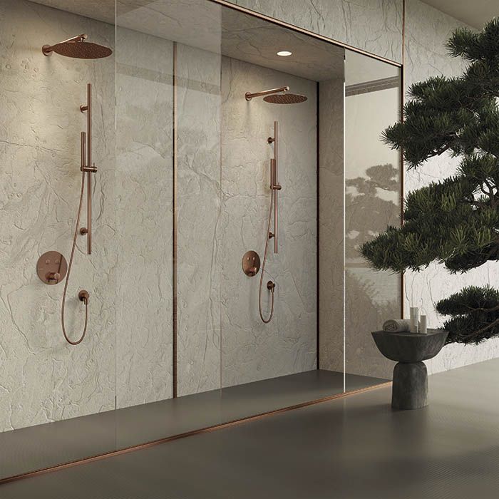 Newform X-STEEL 316 Наружная часть для термостатического смесителя, на 2 источника, переключение - кнопки (для 27751) цвет: PVD Brushed copper bronze Newform X-STEEL 316 Наружная часть для термостатического смесителя, на 2 источника, переключение - кнопки (для 27751) цвет: PVD Brushed copper bronze