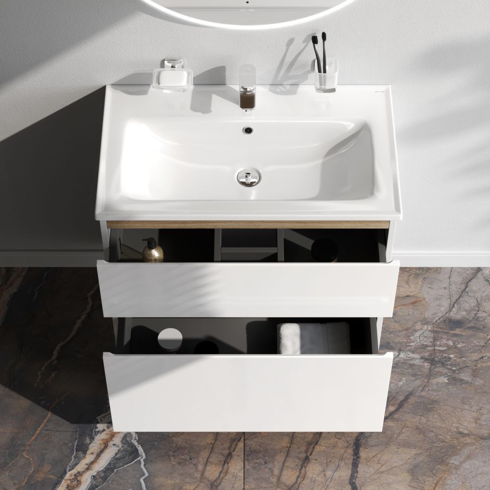 M85AFSX0802WG X-Joy, База под раковину, напольная, 80 см, 2 ящика, белый глянец M85AFSX0802WG X-Joy, База под раковину, напольная, 80 см, 2 ящика, белый глянец