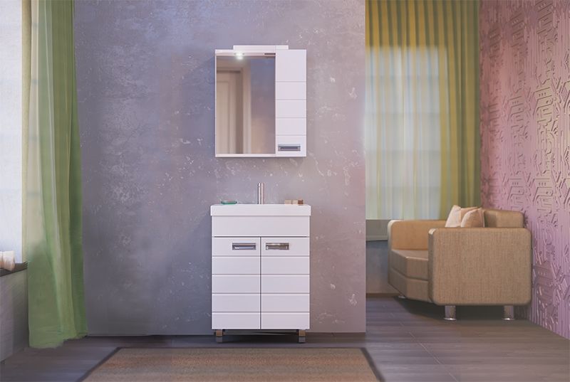 Зеркало со шкафом Raval Kub 60 с подсветкой R Белый