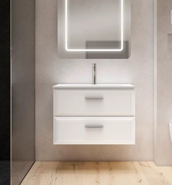 Visobath Delta, тумба 80 см, 2 ящика c черными ручками, цвет кварцевый матовый лак (Quarzo)