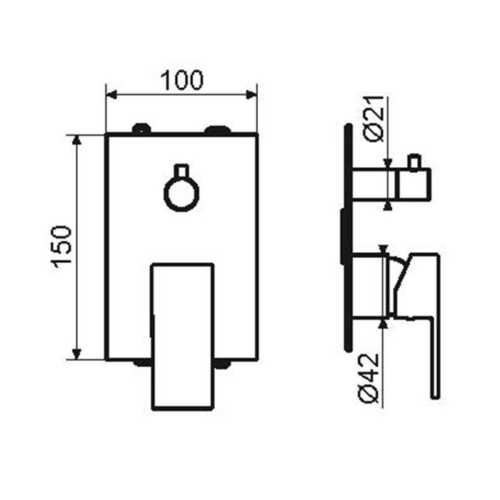 Plumberia Selection TAG Внешняя часть встраив. смесителя д. душа на 2-3 вых.с мех.девиатор, использ.с Box INT9036, накл.100X150mm нерж.сталь, черн.мат