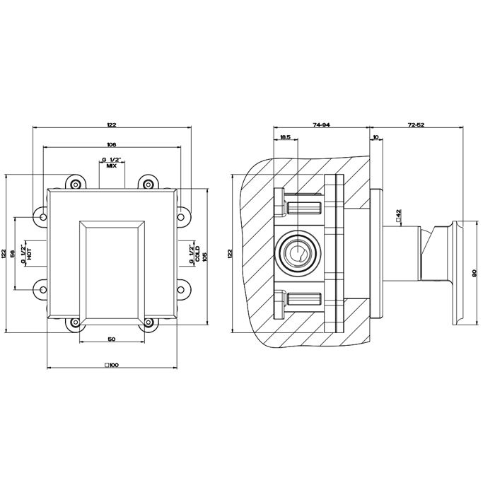 Gessi Eleganza Внешная часть встраиваемого однорычажного смесителя для раковины, цвет: Finox