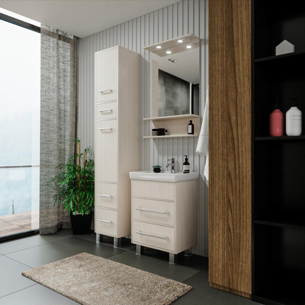 Тумба под раковину напольная Бриклаер ЧИЛИ светлая лиственница , 55 см, артикул 4627125414985