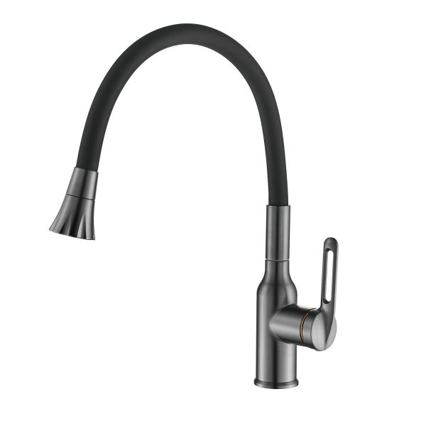 Смеситель для кухни с гибким изливом Raffine F303T-3, оружейная сталь