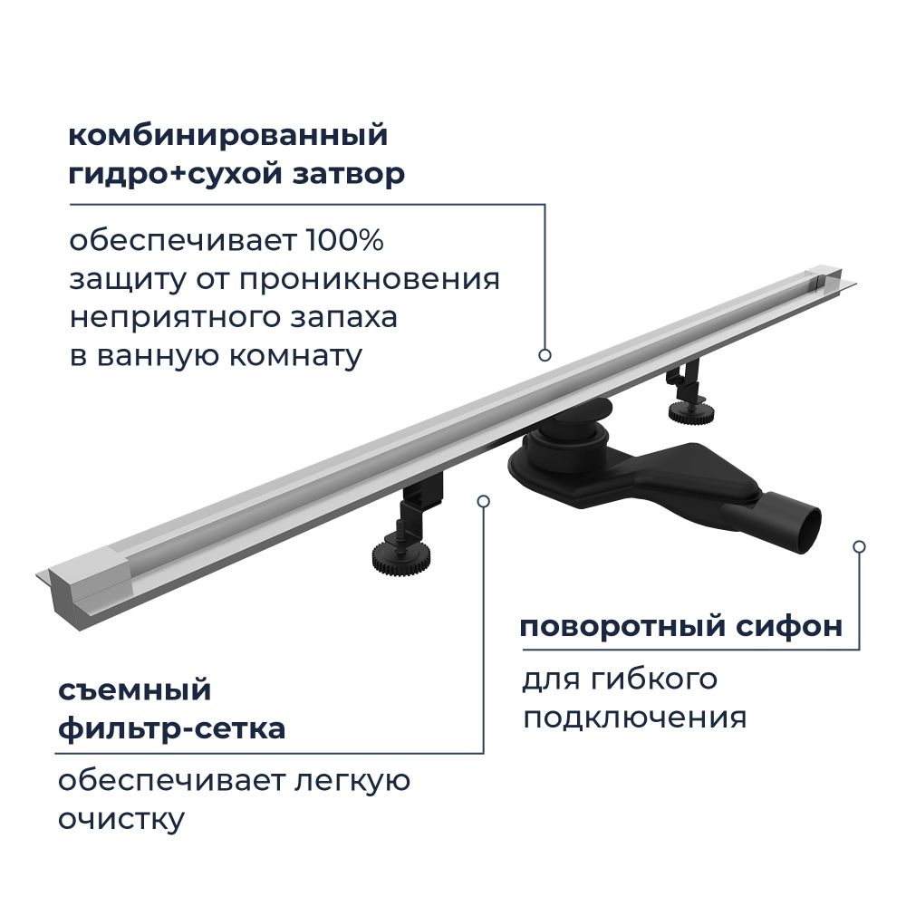 Душевой трап обрезной - SDR-50S - сатин (800)