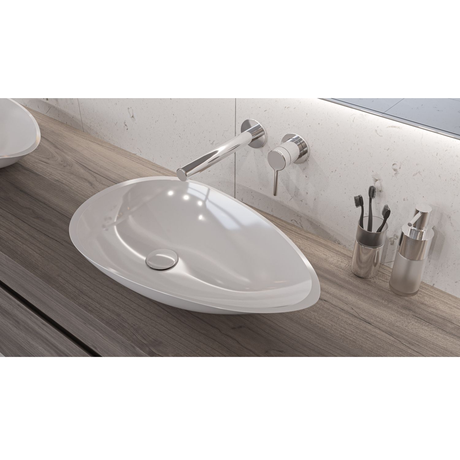 Умывальник WHITECROSS Sapphire 56x33 (белый глянец) иск. камень