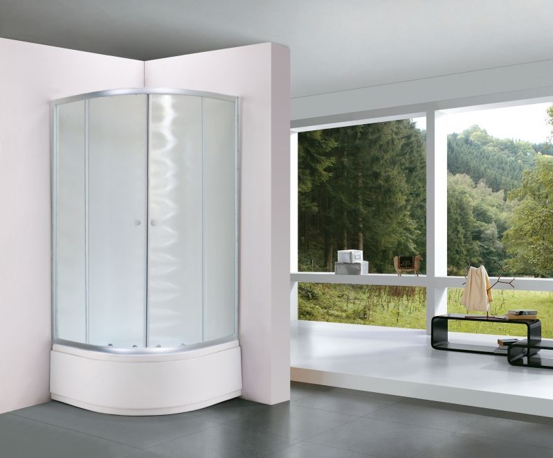 Душевой уголок Royal Bath 80х80 RB-EKO80BK-M с поддоном профиль Сатин стекло рифленое матовое