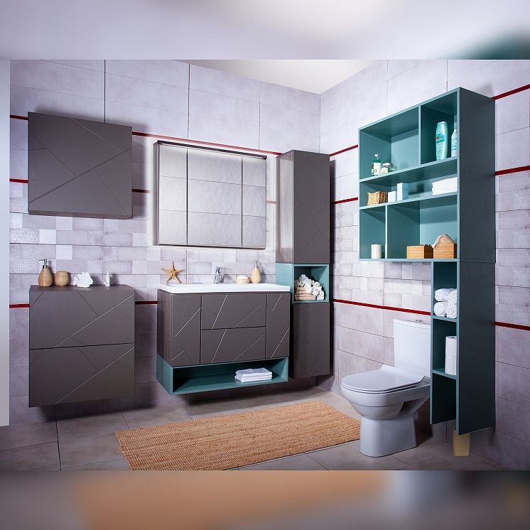 Подвесной шкаф Бриклаер Кристалл 90 подвесной Ясень Анкор темный