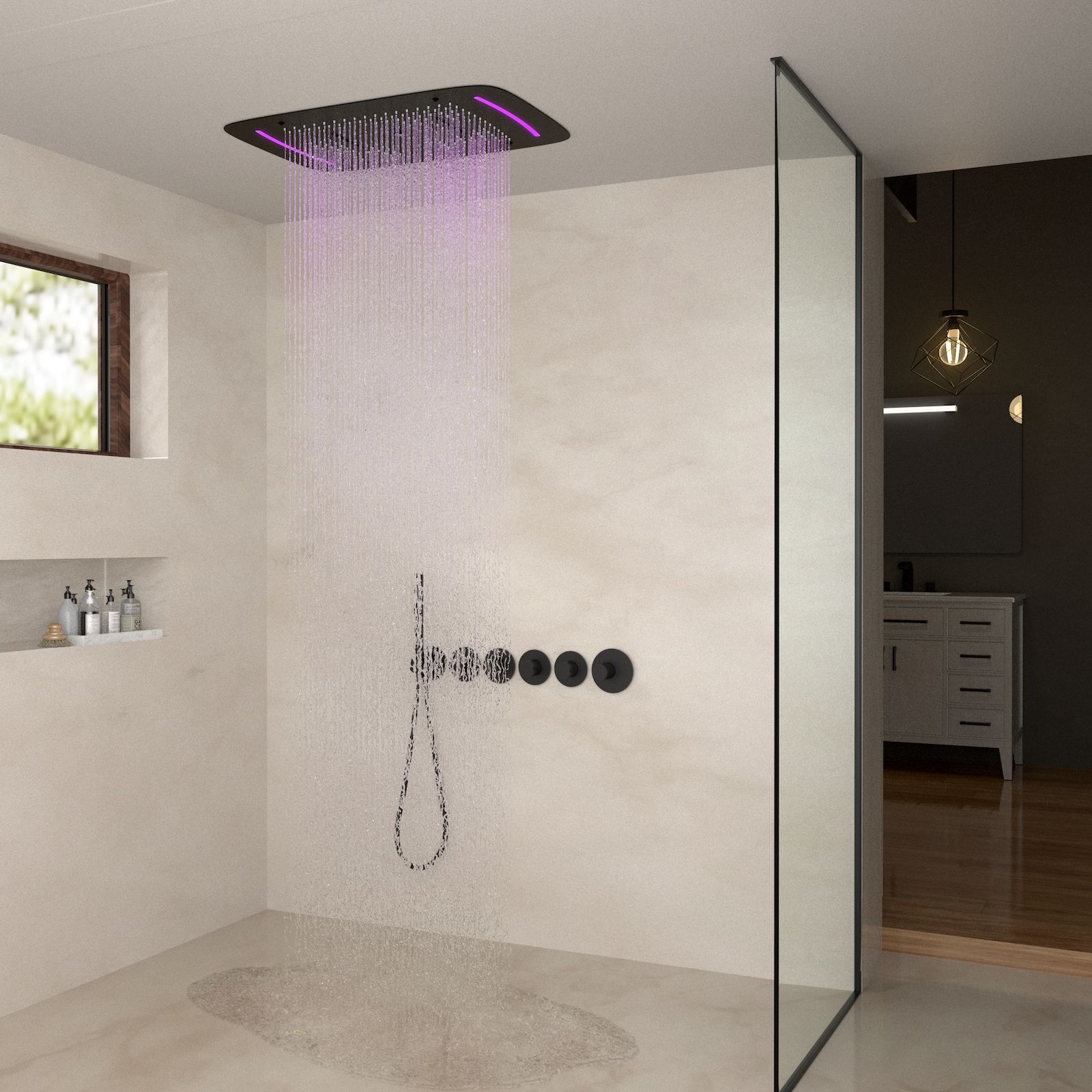 Душевая система встроенная с термостатом Timo Saona SX-2319/03SM черный, артикул SX-2319/03SM