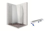 Душевой уголок Ambassador Diamond 12011112R-ST3, пятиугольный, линейный трап, 100х100