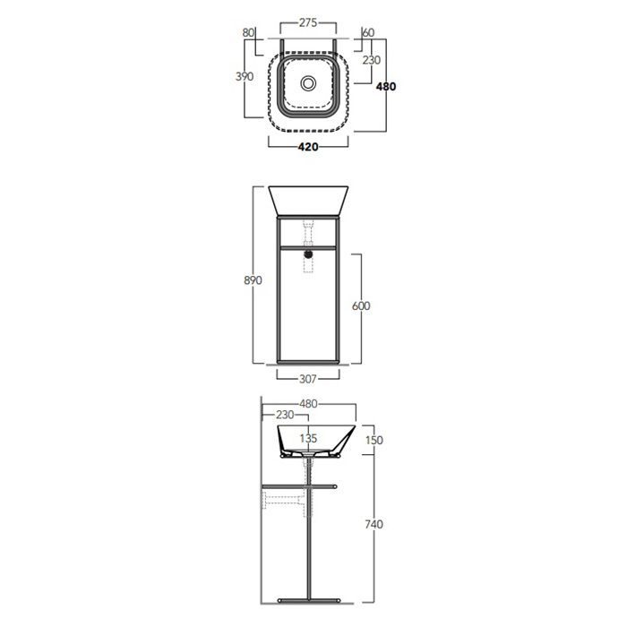 SIMAS WAVE Раковина чаша квадратная  42х42х16,5 см, без отв под смеситель,цвет белый, артикул WA03 bi*0