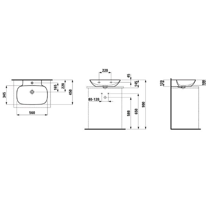 Laufen INO Раковина 560х450х120мм с 1 отв. под смеситель, с покр. LLC, цвет: белый Laufen INO Раковина 560х450х120мм с 1 отв. под смеситель, с покр. LLC, цвет: белый