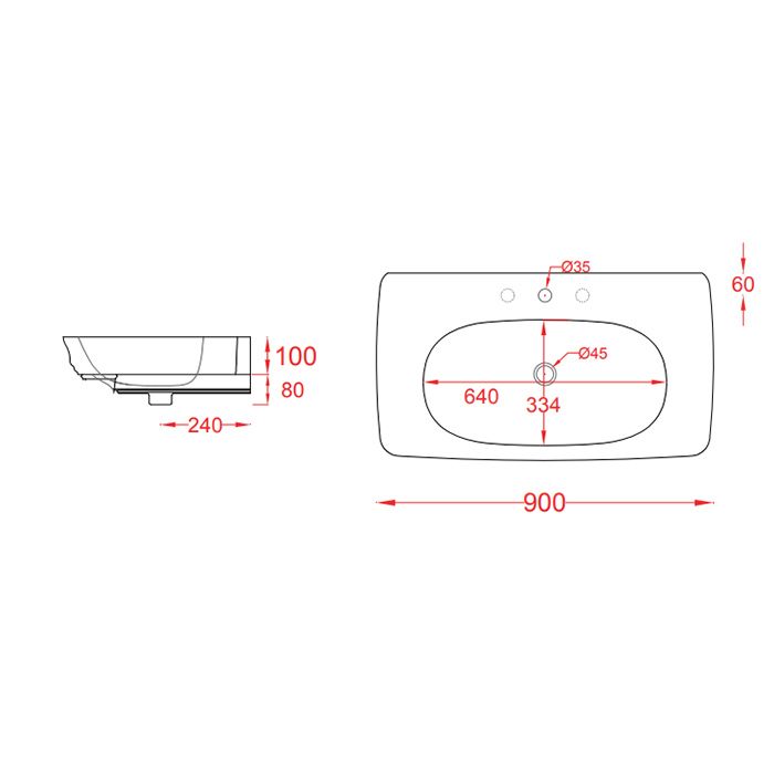 Artceram CIVITAS Раковина-консоль подвесная 90х50 см, са 1 отв под смес. с крепл, цвет белый