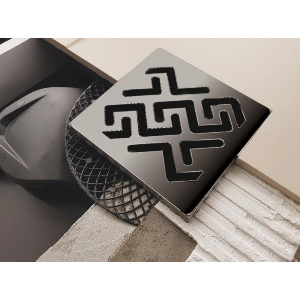 Трап BERGES водосток PLATZ Antik 100х100, матовый хром, S-сифон D50 H60 боковой