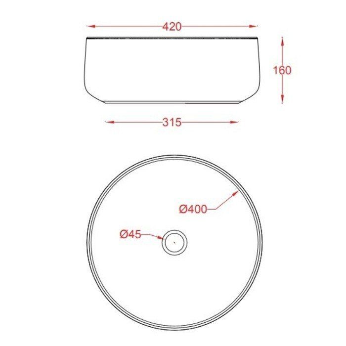 ARTCERAM COGNAC Раковина настольная Ø 42 см, цвет матовый черный, Saniglaze