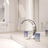 THG NIHAL PORCELAINE BLEUE Смеситель для раковины на 3 отверстия, с донным клапаном, цвет хром