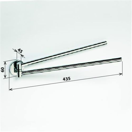 Полотенцедержатель ALFA двойной поворотный 435x60x65мм, хром