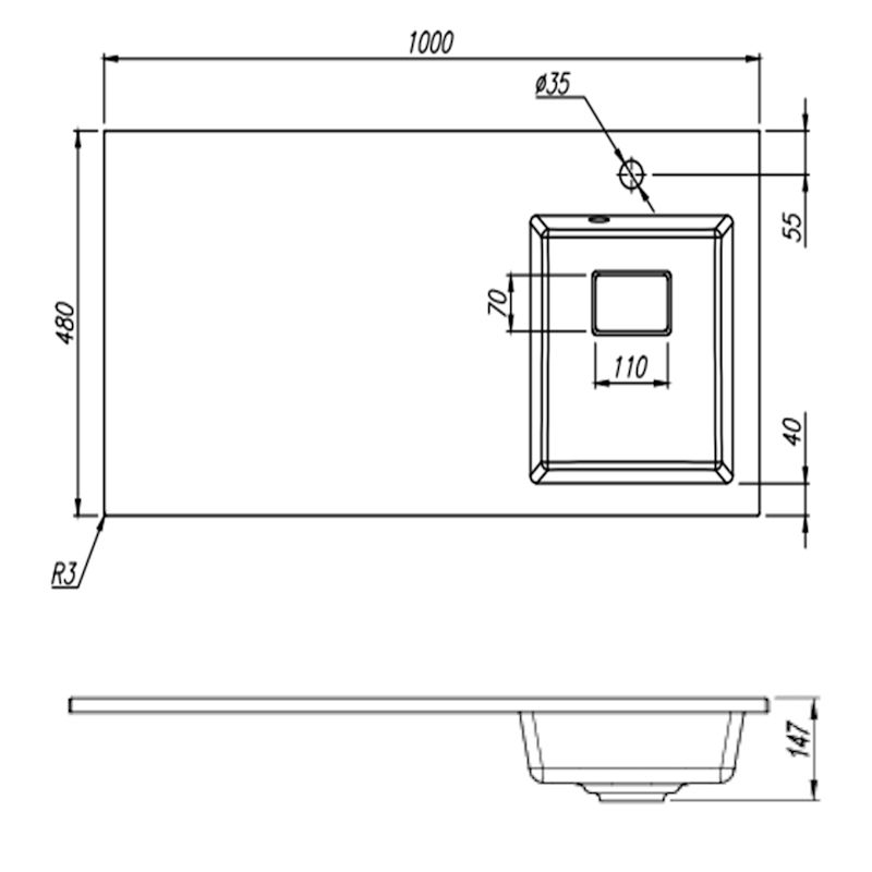 Раковина Florentina Аванти 100 см 10.310.0R100.001, белая, артикул 10.310.0R100.001